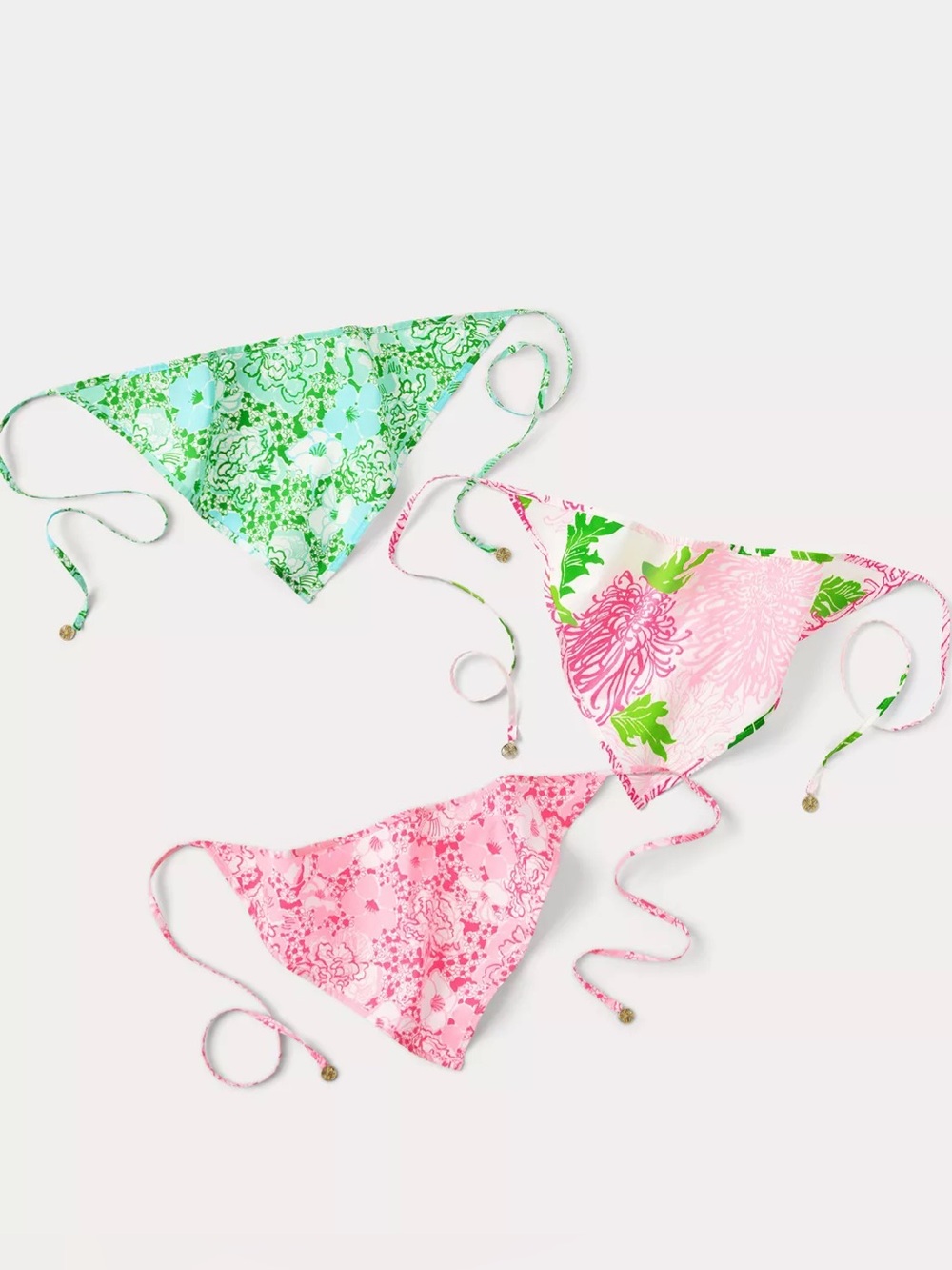 NWT Lilly Pulitzer Burst Of Joy Head Scarf Set Of 3 Bandana Scarves